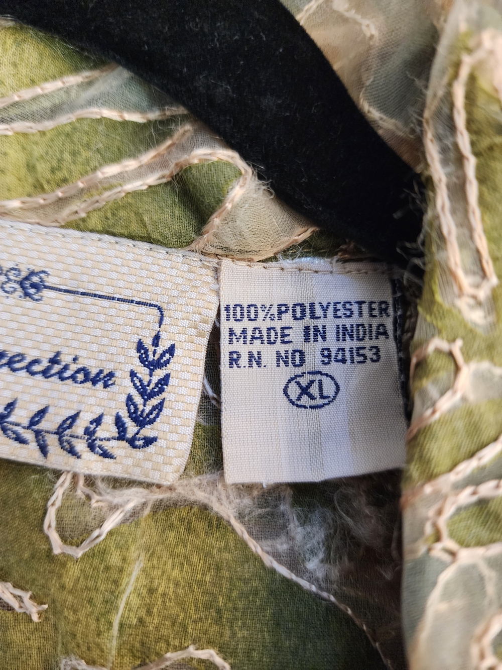new directions Olive Green Sheer Tropical Leaf Shirt Jacket - Picture 7 of 8